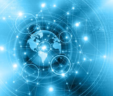 En iyi Internet kavramı küresel iş. Teknolojik arka plan. Sembolleri Wi-Fi, Internet, televizyon, telefon ve uydu iletişim ışınları