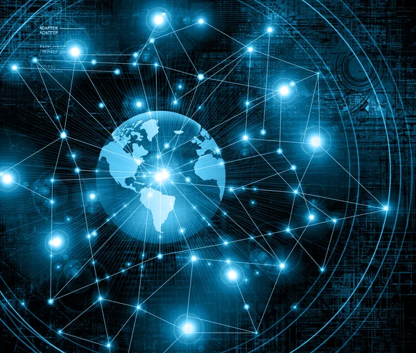 En iyi Internet kavramı küresel iş. Teknolojik arka plan. Sembolleri Wi-Fi, Internet, televizyon, telefon ve uydu iletişim ışınları