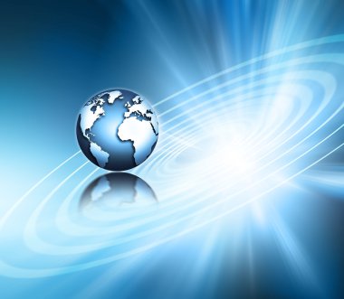 En iyi Internet kavramı küresel iş. Küre, teknolojik arka plan üzerinde parlak çizgiler. Elektronik, Wi-Fi, ışınları, simge Internet, televizyon, telefon ve uydu communicationsblue bulanıklık