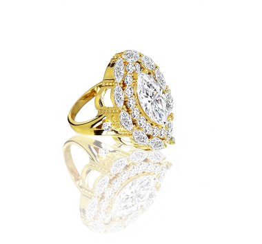 Taş Yüzük nişan altın. 3D çizim