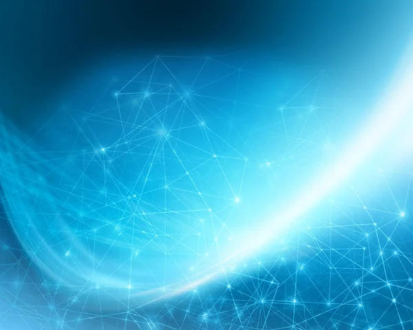 Mavi arka plan. Teknolojik altyapı seriden en iyi küresel iş kavramı