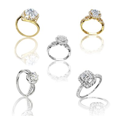 Yüzük kümesi. En iyi düğün ve nişan yüzüğü