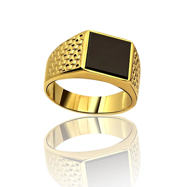 Men's gold ring on a white background — 图库照片