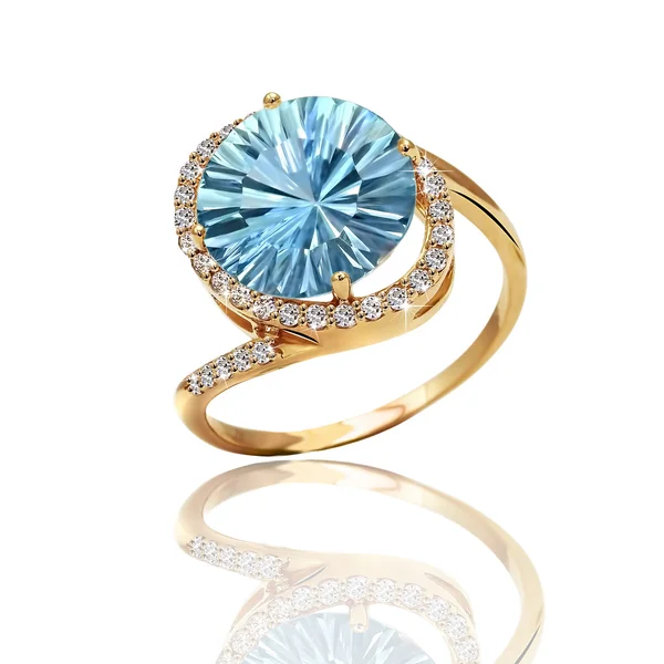 De beste verlovingsring. Beste bruiloft en betrokkenheid ring.blue steen — Stockfoto