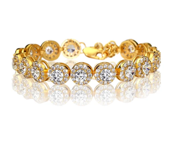 Кращий золотий браслет з діамантами — стокове фото