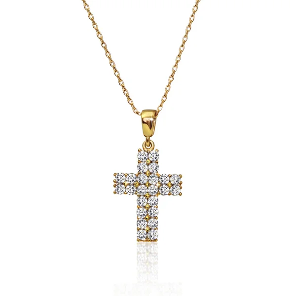 Pingente elegante na forma de uma cruz com diamantes — Fotografia de Stock