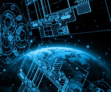 En iyi Internet kavramı küresel iş kavramları serisi. Teknolojik altyapı. Elektronik, parlak çizgiler ve ışınları, sembolleri internet, radyo, televizyon, telefon ve uydu iletişim