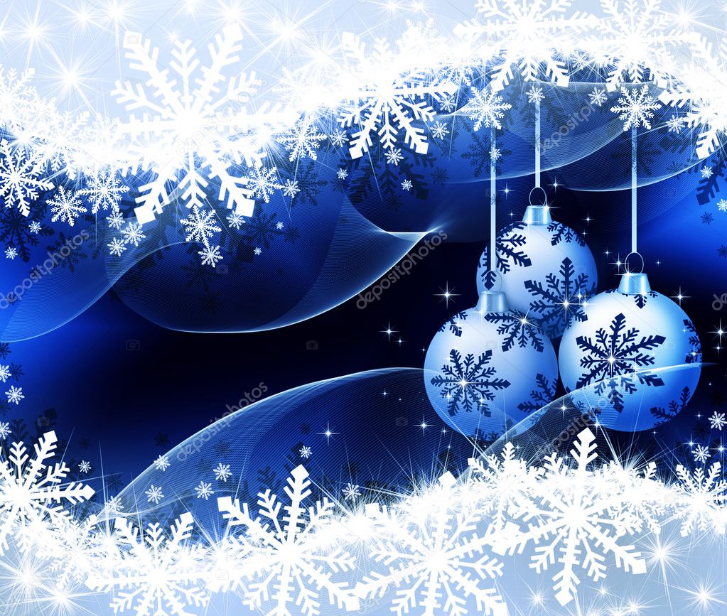 Christmas background blue balls