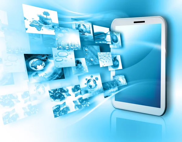 Concepto de tecnología de producción de televisión e Internet — Foto de Stock
