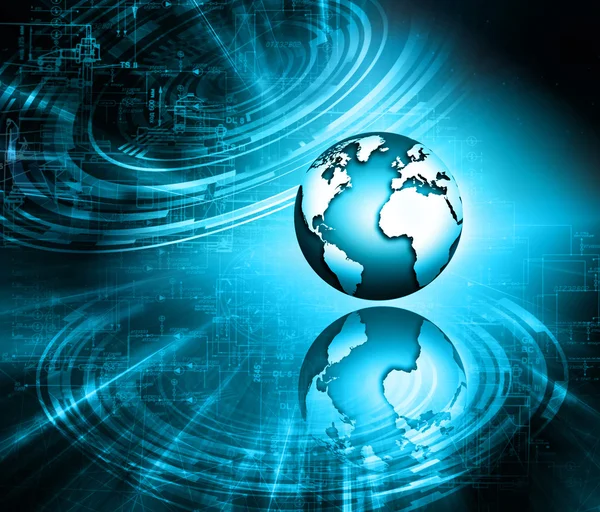 Best Internet Concept of global business. Globe and glowing lines on technological background. Electronics, Wi-Fi, rays, symbols Internet, television, mobile and satellite communications — Stock fotografie