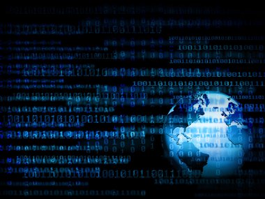 Global iş dünyasının en iyi internet kavramı. Küre, teknolojik arka planda parlayan çizgiler. Elektronik, Wi-Fi, ışınları, sembolleri İnternet, televizyon, mobil ve uydu iletişimi