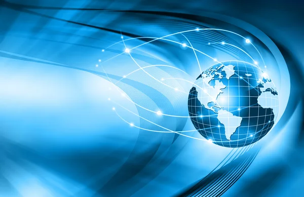 Best Internet Concept of global business. Globe, glowing lines on technological background. Electronics, Wi-Fi, rays, symbols Internet, television, mobile and satellite communications — Stock Photo, Image