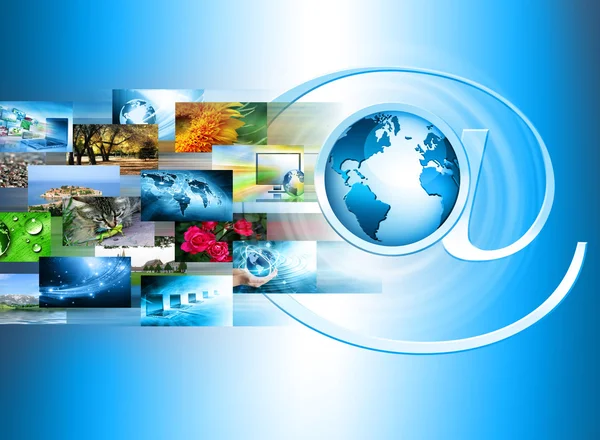 Telewizja i internet koncepcja technologii produkcjiprzebiśnieg niebieski — Zdjęcie stockowe