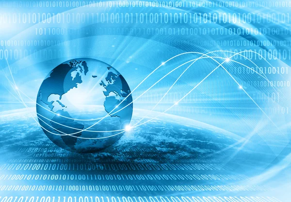 "Best Internet Concept of Global Business" (engelsk). Globe, glødende linjer om teknologisk bakgrunn. Elektronikk, trådløst nett, stråler, symboler, Internett, fjernsyn, mobil- og satellittkommunikasjon – stockfoto