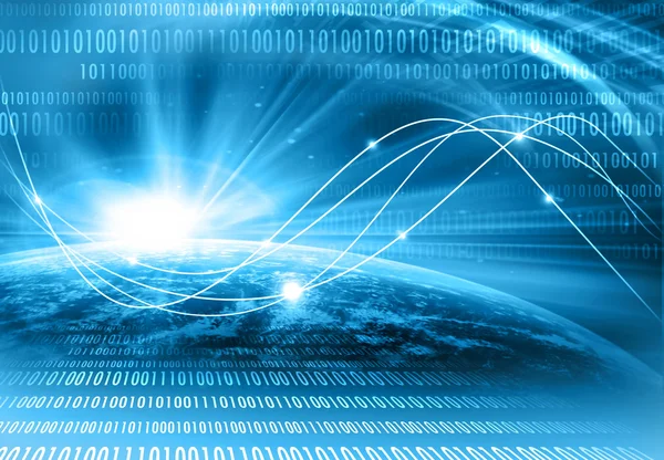 Mejor Concepto de Internet de negocio global.Formación tecnológica. Rays símbolos Wi-Fi, de Internet, televisión, comunicaciones móviles y por satélite — Foto de Stock