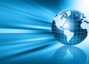 Global iş dünyasının en iyi internet kavramı. Küre, teknolojik arka planda parlayan çizgiler. Elektronik, Wi-Fi, ışınları, sembolleri İnternet, televizyon, mobil ve uydu iletişimi