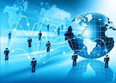 Global iş dünyasının en iyi internet kavramı. Küre, teknolojik arka planda parlayan çizgiler. Elektronik, Wi-Fi, ışınları, sembolleri İnternet, televizyon, mobil ve uydu iletişimi