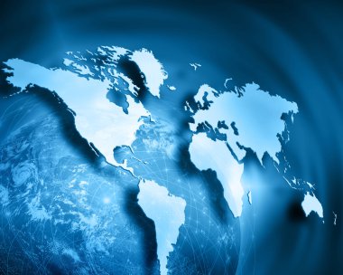 Teknolojik arka planda bir dünya haritası, internetin, radyonun, televizyonun, mobil ve uydu iletişiminin parlak çizgileri. Bu görüntünün elementleri NASA tarafından desteklenmektedir