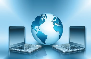 Global iş dünyasının en iyi internet kavramı. Küre, teknolojik arka planda parlayan çizgiler. Elektronik, Wi-Fi, ışınları, sembolleri İnternet, televizyon, mobil ve uydu iletişimi