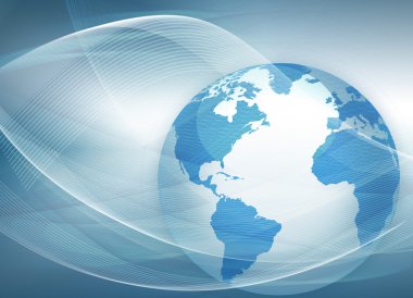 Global iş dünyasının en iyi internet kavramı. Küre, teknolojik arka planda parlayan çizgiler. Elektronik, Wi-Fi, ışınları, sembolleri İnternet, televizyon, mobil ve uydu iletişimi