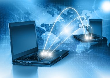 En iyi Internet kavramı küresel iş. Küre, teknolojik arka plan üstünde laptop. Elektronik, Wi-Fi, ışınları, simge Internet, televizyon iletişim
