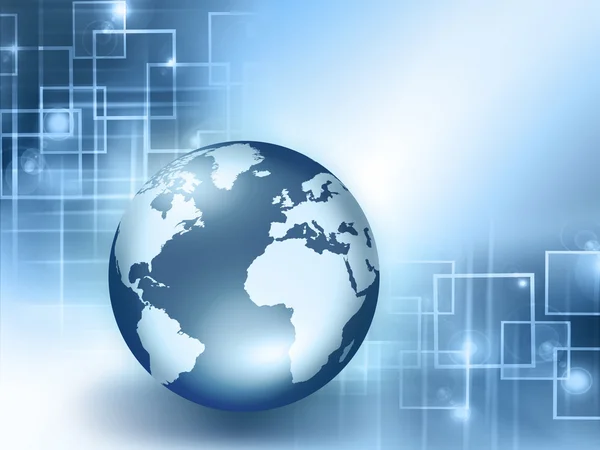Najlepsza koncepcja internetowa globalnego biznesu. Globus, świecące linie na tle technologicznym. Elektronika, Wi-Fi, promienie, symbole Internet, telewizja, łączność komórkowa i satelitarna — Zdjęcie stockowe