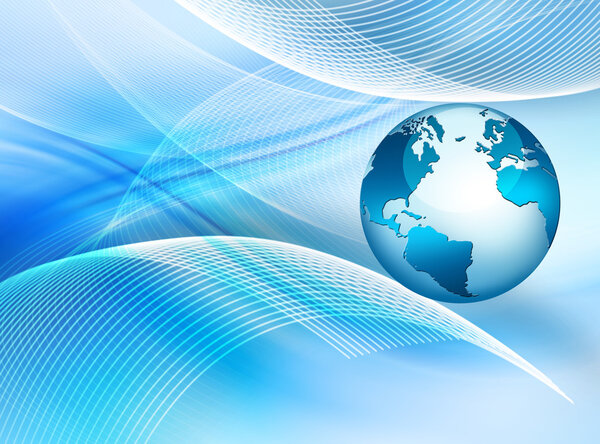 Лучший интернет-проект глобального бизнеса. Глобус, светящиеся линии на технологическом фоне. Электроника, Wi-Fi, лучи, символы Интернет, телевидение, мобильная и спутниковая связь
