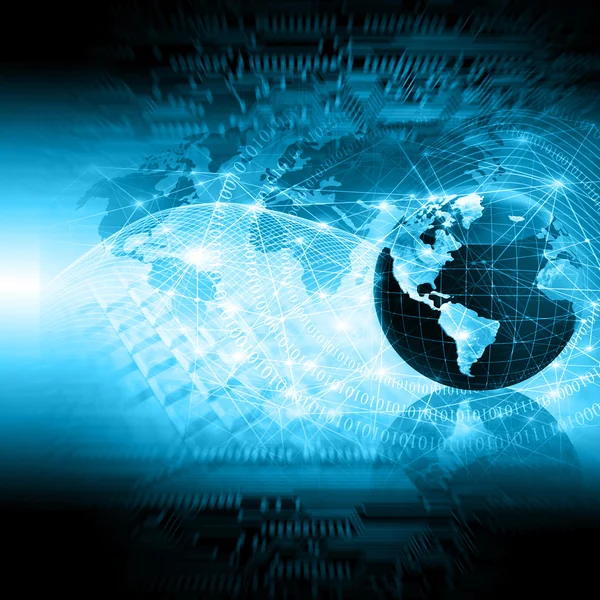 Best Internet Concept of global business. Globe, glowing lines on technological background. Electronics, Wi-Fi, rays, symbols Internet, television, mobile and satellite communications — Stock Photo, Image