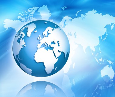 Global iş dünyasının en iyi internet kavramı. Küre, teknolojik arka planda parlayan çizgiler. Elektronik, Wi-Fi, ışınları, sembolleri İnternet, televizyon, mobil ve uydu iletişimi