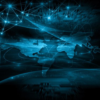 En iyi Internet kavramı küresel iş. Teknolojik arka plan. Sembolleri Wi-Fi, Internet, televizyon, telefon ve uydu iletişim ışınları