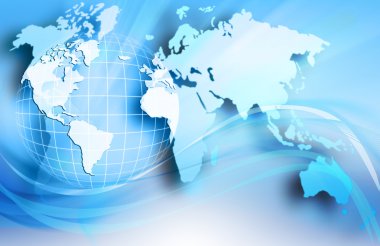 Global iş dünyasının en iyi internet kavramı. Küre, teknolojik arka planda parlayan çizgiler. Elektronik, Wi-Fi, ışınları, sembolleri İnternet, televizyon, mobil ve uydu iletişimi
