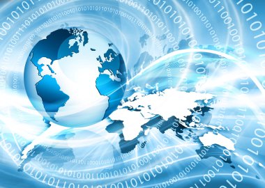 Global iş dünyasının en iyi internet kavramı. Küre, teknolojik arka planda parlayan çizgiler. Elektronik, Wi-Fi, ışınları, sembolleri İnternet, televizyon, mobil ve uydu iletişimi