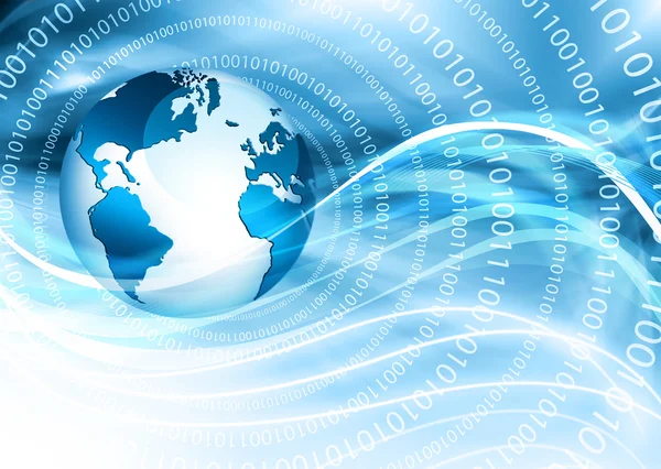 Mejor Concepto de Internet de los negocios globales. Globo, líneas brillantes en el fondo tecnológico. Electrónica, Wi-Fi, rayos, símbolos Internet, televisión, comunicaciones móviles y por satélite —  Fotos de Stock