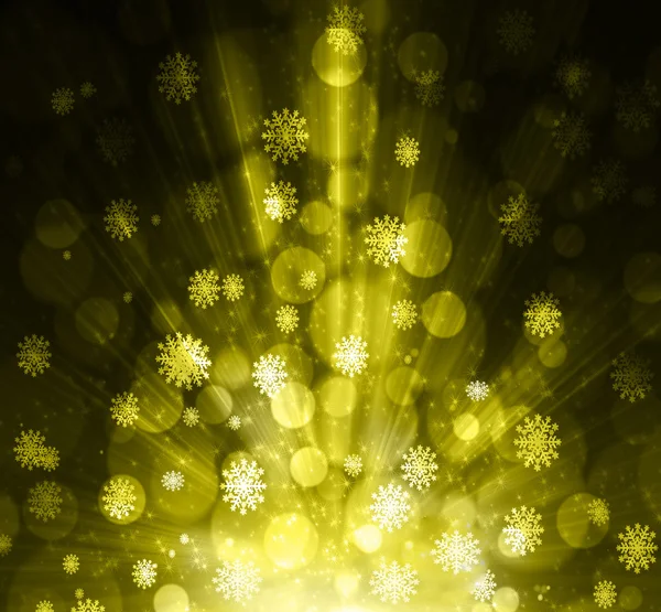Christmas golden tree, beautiful snowflakes and shining stars — Stockfoto