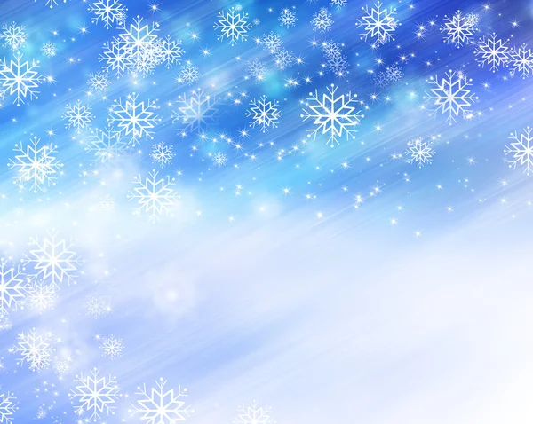 Fiocchi di neve e stelle che scendono sullo sfondo — Foto Stock