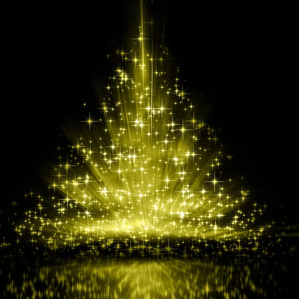 Μπλε χριστουγεννιάτικο δέντρο, όμορφες νιφάδες χιονιού και λαμπερά αστέρια — Φωτογραφία Αρχείου