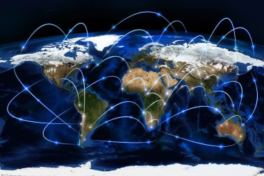 Fiziksel dünya harita illüstrasyon. Nasa tarafından döşenmiş bu görüntü unsurları