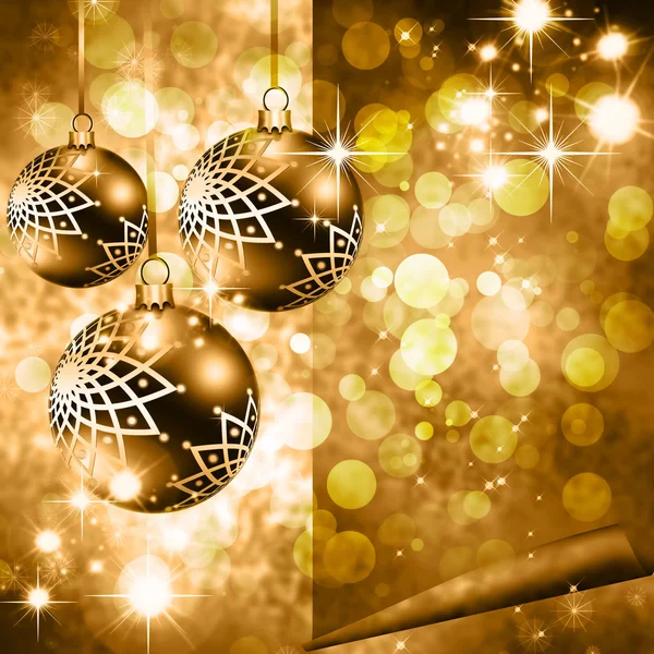 Hintergrund mit goldenen Weihnachtskugeln — Stockfoto