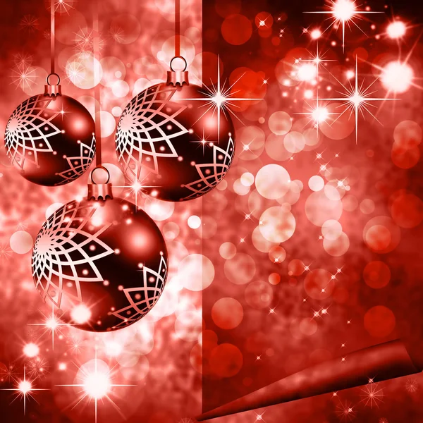 Christmas red background with balls — Stock Photo, Image