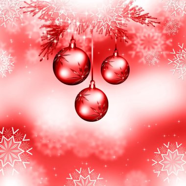 Christmas kırmızı arka plan ile topları