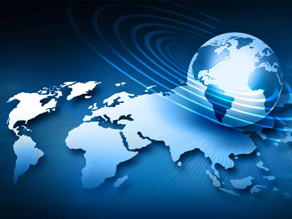 Global iş dünyasının en iyi internet kavramı. Küre, teknolojik arka planda parlayan çizgiler. Elektronik, Wi-Fi, ışınları, sembolleri İnternet, televizyon, mobil ve uydu iletişimi