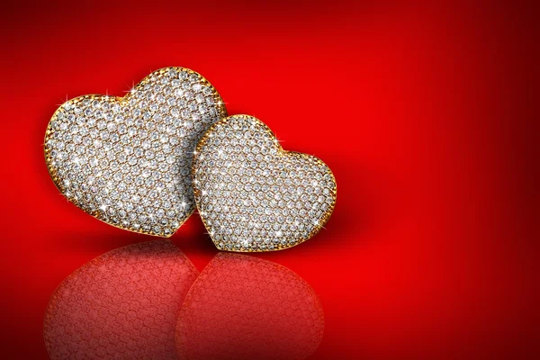 Kompozice diamantové srdce. Valentinky den pozadí — Stock fotografie