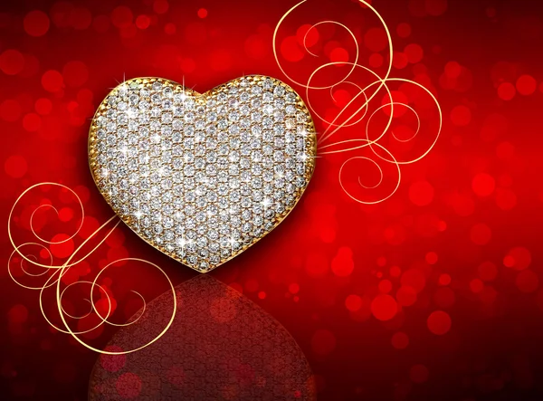 Καρδιά διαμαντένιο σύνθεση. Φόντο ημέρα του Αγίου Βαλεντίνου — Φωτογραφία Αρχείου