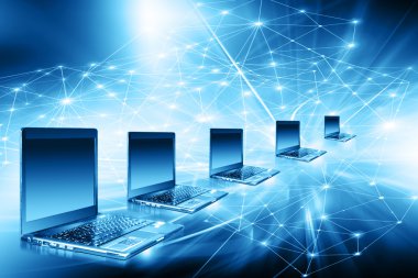 En iyi Internet kavramı küresel iş. Teknolojik arka plan. Sembolleri Wi-Fi, Internet, televizyon, telefon ve uydu iletişim ışınları