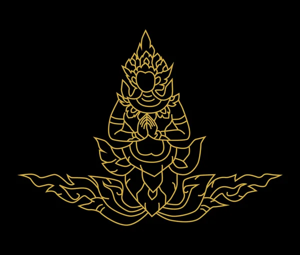 Золото ангел тайського мистецтва — стоковий вектор