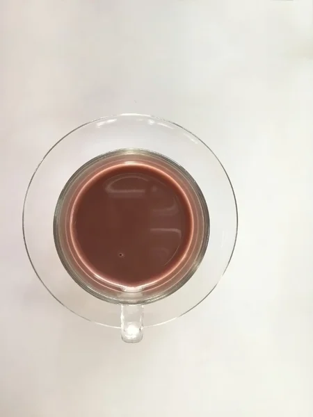 Chocolate quente em vidro — Fotografia de Stock