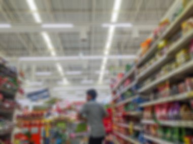 Bulanık süpermarket mağaza iç defocused