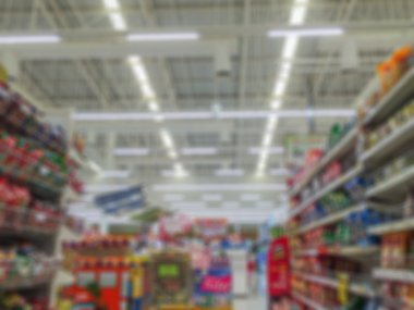 Bulanık süpermarket mağaza iç defocused