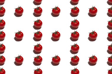 Beyaz arka planda kırmızı domates deseni..