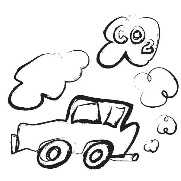 Doodle-Auto stößt Kohlendioxid aus — Stockfoto